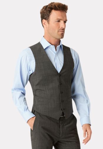 Tailored Fit Cassino Grey Check Washable Vest