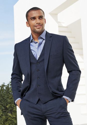 Tailored Fit Cassino Navy Check Washable Suit - Vest Optional