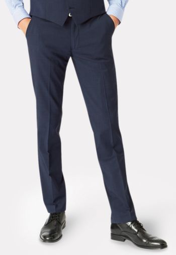 Tailored Fit Cassino Navy Check Washable Suit Pants