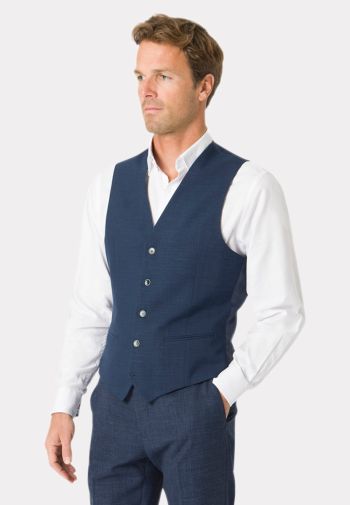 Tailored Fit Constable Navy Linen Mix Suit Vest