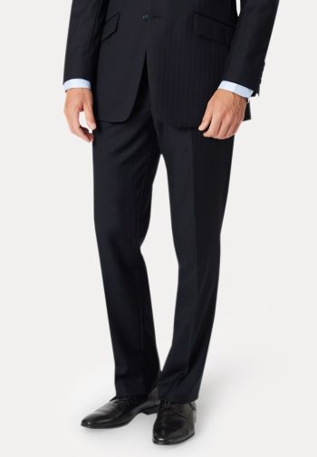Tailored Fit Dawlish Navy Herringbone Wool Suit Pants