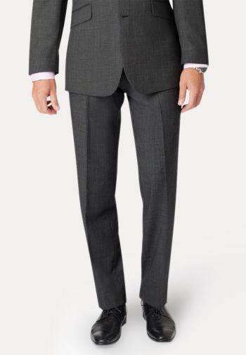 Tailored Fit Dawlish Charcoal Birdseye Wool Suit Pants