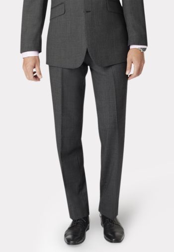 Regular Fit Dawlish Charcoal Birdseye Wool Suit Pants