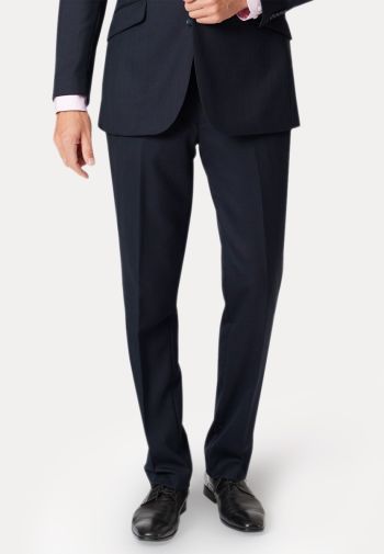 Tailored Fit Dawlish Navy Birdseye Wool Suit Pants
