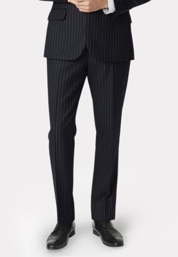 Regular Fit Epsom Navy Pinstripe Wool Suit Pants