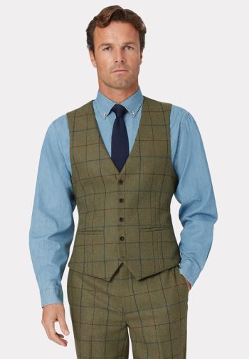 Tailored Fit Haincliffe Green Check Wool Vest