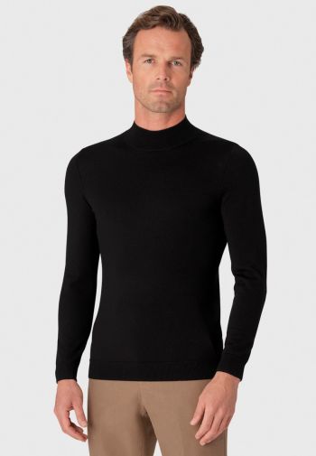 Hugo Black Merino Wool Turtle Neck Sweater