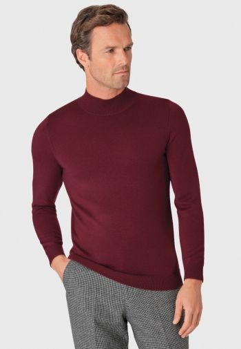 Hugo Wine Merino Wool Turtle Neck Sweater