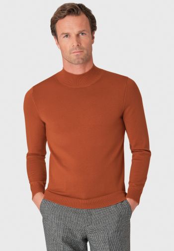 Hugo Burnt Orange Merino Wool Turtle Neck Sweater
