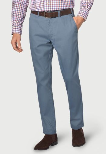 Regular and Tailored Illingworth Fit Blue Cotton Stretch Pants