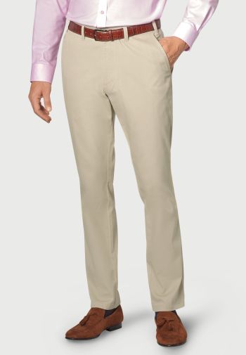 Regular and Tailored Fit Illingworth Stone Cotton Stretch Pants