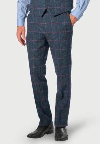 Tailored Fit Inverness Navy Check Harris Tweed&reg; Suit Pants