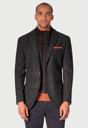 Tailored Fit Irwell Charcoal Herringbone Jacket