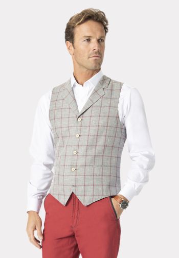 Tailored Fit Kingstone Stone Check Vest