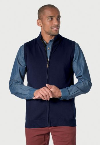 Lincoln Navy Cotton Blend Knitted Vest