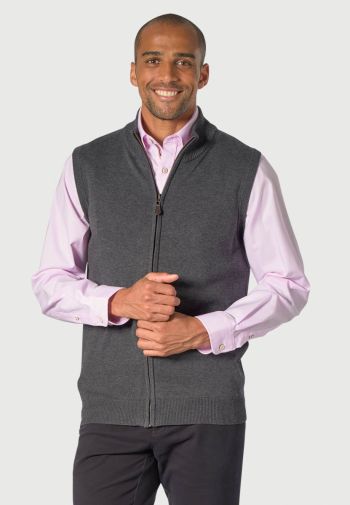 Lincoln Charcoal Cotton Blend Knitted Vest