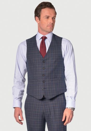 Tailored Fit lyd Blue Check Vest