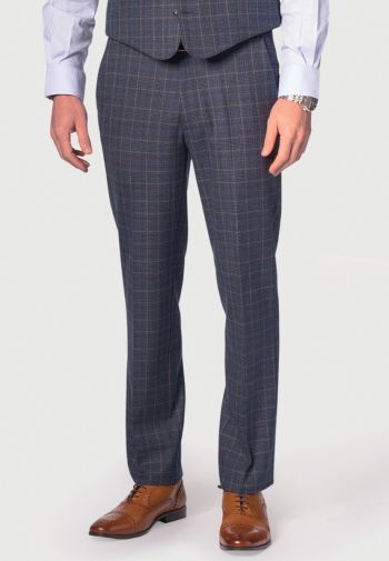 Tailored Fit Lyd Blue Check Suit Pants