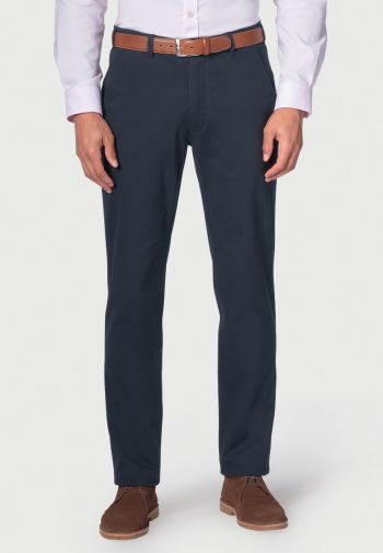 Regular and Tailored Fit Denver and Miami Navy Cotton Stretch Chinos