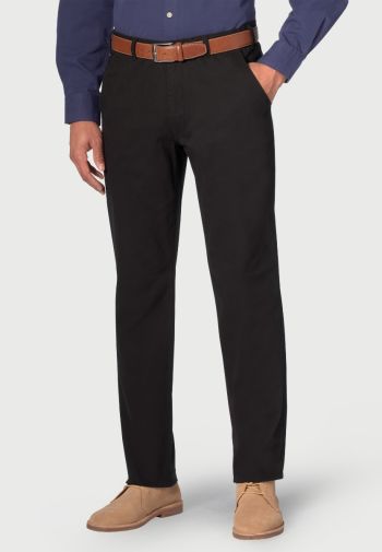 Regular and Tailored Fit Denver and Miami Black Cotton Stretch Chinos