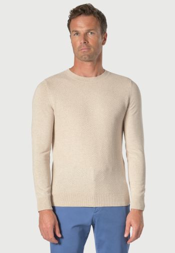 Noah Pure Cotton Oatmeal Knit Crew Neck Sweater
