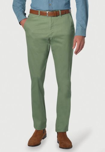 Regular and Tailored Fit Perry Sage Fine Twill Stretch Cotton Pants
