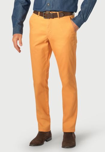 Regular and Tailored Fit Perry Peach Fine Twill Stretch Cotton Pants