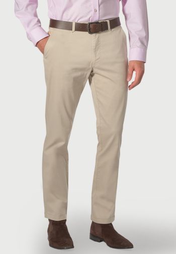 Regular and Tailored Fit Perry Stone Fine Twill Stretch Cotton Pants