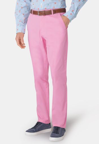 Tailored Fit Ribblesdale Baby Pink Cotton Stretch Chinos