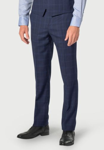 Tailored Fit Rivelin Navy Check Wool Rich Suit Pants