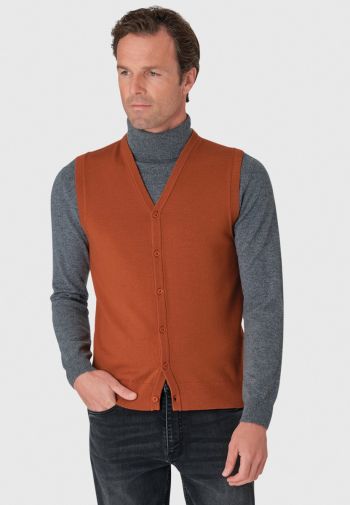 Salcombe Burnt Orange Merino Wool Vest