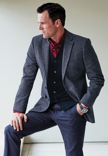 Tailored Fit Selby Navy Textured Sports Coat