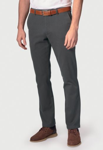 Regular and Tailored Fit Seychelles  Gunmetal Grey Cotton Blend Twill Pants