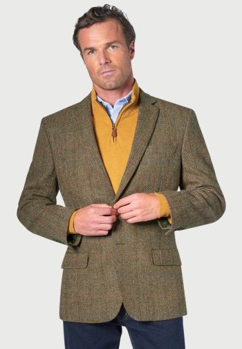 Regular Fit Stromay Olive Check Harris Tweed&reg;  Sports Coat
