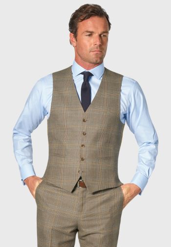 Tailored Fit The Ribblesdale Olive Check Wool Vest