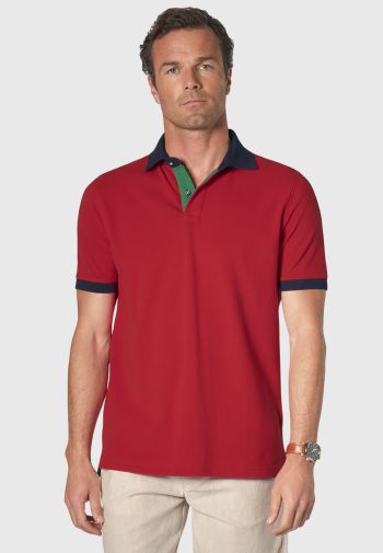 Underwood with Contrast Under Collar Stripes Pique Polo Shirt