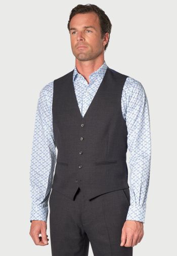 Tailored Fit Wells Charcoal Wool Blend Vest