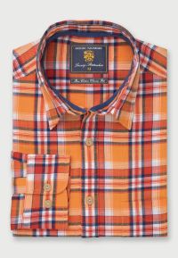 Apricot with Navy, Red and White ˜Slub Check` Shirt