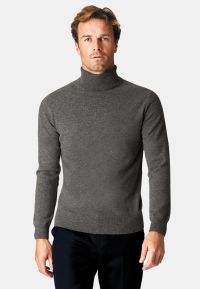 Charcoal Cashmere Roll Neck Sweater