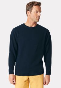 Earby Navy Cotton Crew Neck Sweater