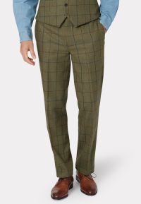 Tailored Fit Haincliffe Green Check Wool Suit Pants