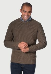 Pickering Clay Lambswool Guernsey Ribbed Crew Neck Sweater