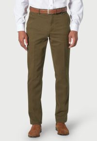 Regular and Tailored Fit Seychelles  Olive Cotton Blend Twill Pants