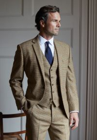 Tailored Fit Woolf Check Wool Suit - Vest Optional