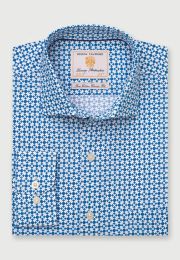 Regular and Tailored Fit Blue Print Cotton Shirt