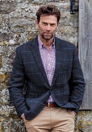 Tailored Fit Aird Blue Check Harris Tweed&reg; Sports Coat