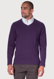 Barton Damson Lambswool V-Neck Sweater