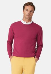 Devon Raspberry Cotton Merino Crew Neck Sweater