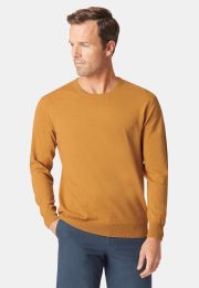 Devon Mustard Cotton Merino Crew Neck Sweater