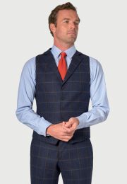 Tailored Fit Frost Dark Navy Check Wool Vest
